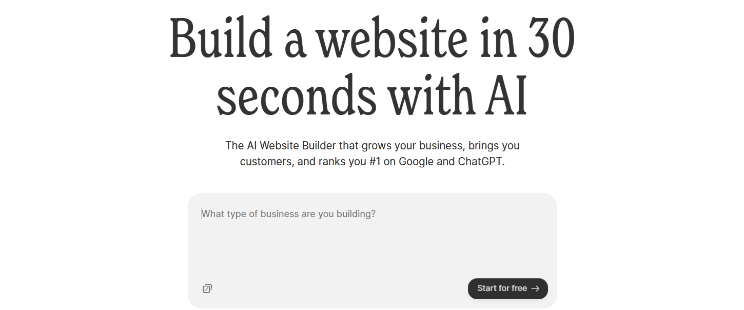 Durable AI website builder screenshot